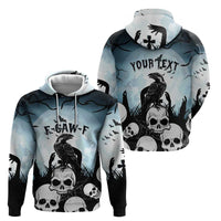 Personalized Funny Halloween F’Caw Raven Zip Hoodie Black Bird Crow With Skulls - Wonder Print Shop