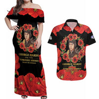 George Hardy Tuskegee Memorial Couples Matching Off Shoulder Maxi Dress and Hawaiian Shirt Red Tail Pilots Legacy of Courage - Wonder Print Shop