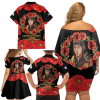 George Hardy Tuskegee Memorial Family Matching Off Shoulder Short Dress and Hawaiian Shirt Red Tail Pilots Legacy of Courage - Wonder Print Shop