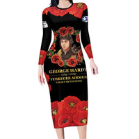 George Hardy Tuskegee Memorial Long Sleeve Bodycon Dress Red Tail Pilots Legacy of Courage - Wonder Print Shop
