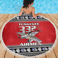 Tuskegee Red Tails Airmen Christmas Beach Blanket P-51 Mustang 332nd Fighter Group - Wonder Print Shop