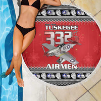 Tuskegee Red Tails Airmen Christmas Beach Blanket P-51 Mustang 332nd Fighter Group - Wonder Print Shop