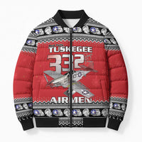 Tuskegee Red Tails Airmen Christmas Bomber Puffer Jacket P-51 Mustang 332nd Fighter Group - Wonder Print Shop