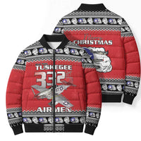 Tuskegee Red Tails Airmen Christmas Bomber Puffer Jacket P-51 Mustang 332nd Fighter Group - Wonder Print Shop