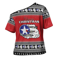 Tuskegee Red Tails Airmen Christmas Cross Shoulder Shirt P-51 Mustang 332nd Fighter Group - Wonder Print Shop