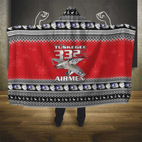Tuskegee Red Tails Airmen Christmas Hooded Blanket P-51 Mustang 332nd Fighter Group - Wonder Print Shop