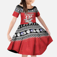 Tuskegee Red Tails Airmen Christmas Kid Short Sleeve Dress P-51 Mustang 332nd Fighter Group - Wonder Print Shop