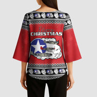 Tuskegee Red Tails Airmen Christmas Kimono Sleeve Blouse P-51 Mustang 332nd Fighter Group - Wonder Print Shop