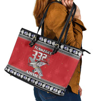 Tuskegee Red Tails Airmen Christmas Leather Tote Bag P-51 Mustang 332nd Fighter Group - Wonder Print Shop