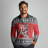 Tuskegee Red Tails Airmen Christmas Long Sleeve Polo Shirt P-51 Mustang 332nd Fighter Group - Wonder Print Shop