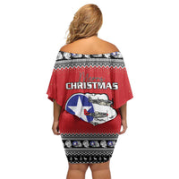 Tuskegee Red Tails Airmen Christmas Off Shoulder Short Dress P-51 Mustang 332nd Fighter Group - Wonder Print Shop