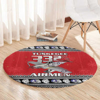 Tuskegee Red Tails Airmen Christmas Round Carpet P-51 Mustang 332nd Fighter Group - Wonder Print Shop