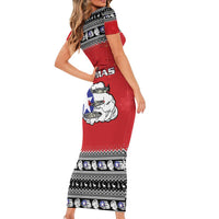 Tuskegee Red Tails Airmen Christmas Short Sleeve Bodycon Dress P-51 Mustang 332nd Fighter Group - Wonder Print Shop
