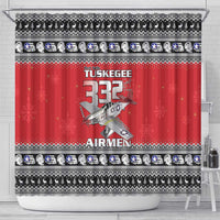 Tuskegee Red Tails Airmen Christmas Shower Curtain P-51 Mustang 332nd Fighter Group - Wonder Print Shop