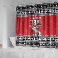 Tuskegee Red Tails Airmen Christmas Shower Curtain P-51 Mustang 332nd Fighter Group - Wonder Print Shop
