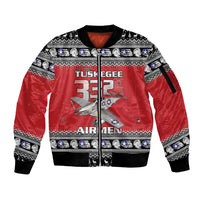 Tuskegee Red Tails Airmen Christmas Sleeve Zip Bomber Jacket P-51 Mustang 332nd Fighter Group - Wonder Print Shop