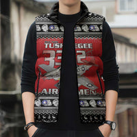 Tuskegee Red Tails Airmen Christmas Sleeveless Puffer Jacket P-51 Mustang 332nd Fighter Group - Wonder Print Shop