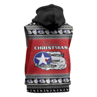 Tuskegee Red Tails Airmen Christmas Sleeveless Zip Hoodie P-51 Mustang 332nd Fighter Group - Wonder Print Shop