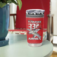 Tuskegee Red Tails Airmen Christmas Tumbler Cup P-51 Mustang 332nd Fighter Group - Wonder Print Shop