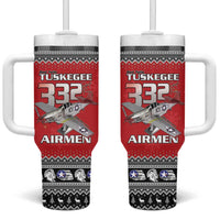 Tuskegee Red Tails Airmen Christmas Tumbler With Handle P-51 Mustang 332nd Fighter Group - Wonder Print Shop