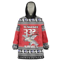 Tuskegee Red Tails Airmen Christmas Wearable Blanket Hoodie P-51 Mustang 332nd Fighter Group - Wonder Print Shop