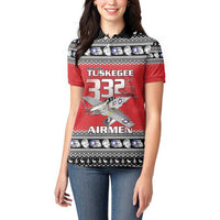 Tuskegee Red Tails Airmen Christmas Women Polo Shirt P-51 Mustang 332nd Fighter Group - Wonder Print Shop