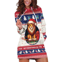 Liberia Christmas Hoodie Dress My Christmas On You - Lion Santa - Wonder Print Shop