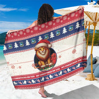 Liberia Christmas Sarong My Christmas On You - Lion Santa - Wonder Print Shop