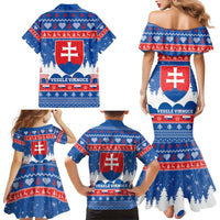 Slovakia Christmas Family Matching Mermaid Dress and Hawaiian Shirt Vesele Vianoce - Coat Of Arms - Wonder Print Shop