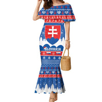 Slovakia Christmas Family Matching Mermaid Dress and Hawaiian Shirt Vesele Vianoce - Coat Of Arms - Wonder Print Shop