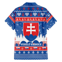 Slovakia Christmas Family Matching Short Sleeve Bodycon Dress and Hawaiian Shirt Vesele Vianoce - Coat Of Arms - Wonder Print Shop