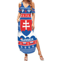 Slovakia Christmas Family Matching Summer Maxi Dress and Hawaiian Shirt Vesele Vianoce - Coat Of Arms - Wonder Print Shop