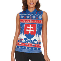 Slovakia Christmas Women Sleeveless Polo Shirt Vesele Vianoce - Coat Of Arms - Wonder Print Shop