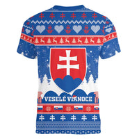 Slovakia Christmas Women V-Neck T-Shirt Vesele Vianoce - Coat Of Arms - Wonder Print Shop