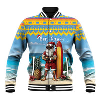 Aruba Christmas Baseball Jacket Surfing Santa Bon Pasco - Wonder Print Shop