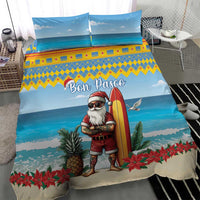 Aruba Christmas Bedding Set Surfing Santa Bon Pasco - Wonder Print Shop
