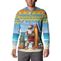 Aruba Christmas Button Sweatshirt Surfing Santa Bon Pasco - Wonder Print Shop