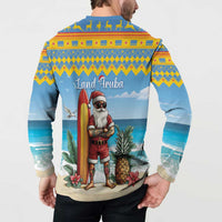 Aruba Christmas Button Sweatshirt Surfing Santa Bon Pasco - Wonder Print Shop