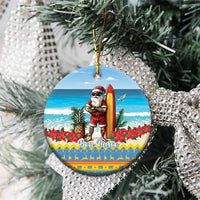 Aruba Christmas Ceramic Ornament Surfing Santa Bon Pasco - Wonder Print Shop