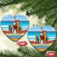 Aruba Christmas Ceramic Ornament Surfing Santa Bon Pasco - Wonder Print Shop