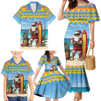 Aruba Christmas Family Matching Mermaid Dress and Hawaiian Shirt Surfing Santa Bon Pasco - Wonder Print Shop