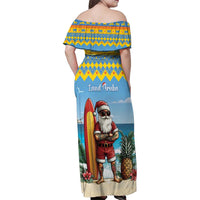 Aruba Christmas Family Matching Off Shoulder Maxi Dress and Hawaiian Shirt Surfing Santa Bon Pasco - Wonder Print Shop