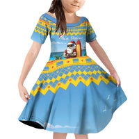 Aruba Christmas Family Matching Off Shoulder Short Dress and Hawaiian Shirt Surfing Santa Bon Pasco - Wonder Print Shop