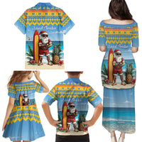 Aruba Christmas Family Matching Puletasi and Hawaiian Shirt Surfing Santa Bon Pasco - Wonder Print Shop
