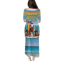 Aruba Christmas Family Matching Puletasi and Hawaiian Shirt Surfing Santa Bon Pasco - Wonder Print Shop