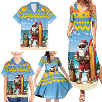 Aruba Christmas Family Matching Summer Maxi Dress and Hawaiian Shirt Surfing Santa Bon Pasco - Wonder Print Shop