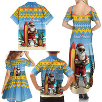 Aruba Christmas Family Matching Summer Maxi Dress and Hawaiian Shirt Surfing Santa Bon Pasco - Wonder Print Shop
