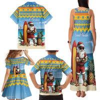 Aruba Christmas Family Matching Tank Maxi Dress and Hawaiian Shirt Surfing Santa Bon Pasco - Wonder Print Shop
