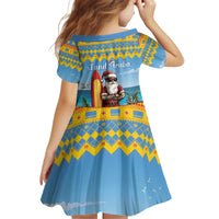Aruba Christmas Kid Short Sleeve Dress Surfing Santa Bon Pasco - Wonder Print Shop
