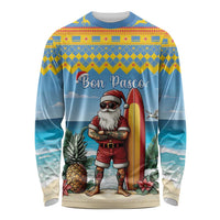 Aruba Christmas Long Sleeve Shirt Surfing Santa Bon Pasco - Wonder Print Shop